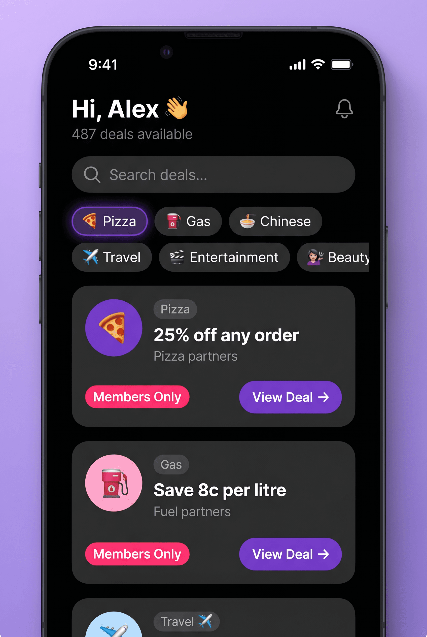 SPR Rewards deal browsing screen